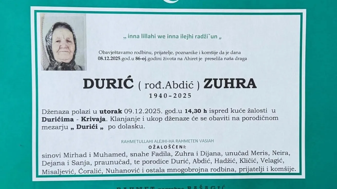 Durić (rođ. Abdić) Zuhra