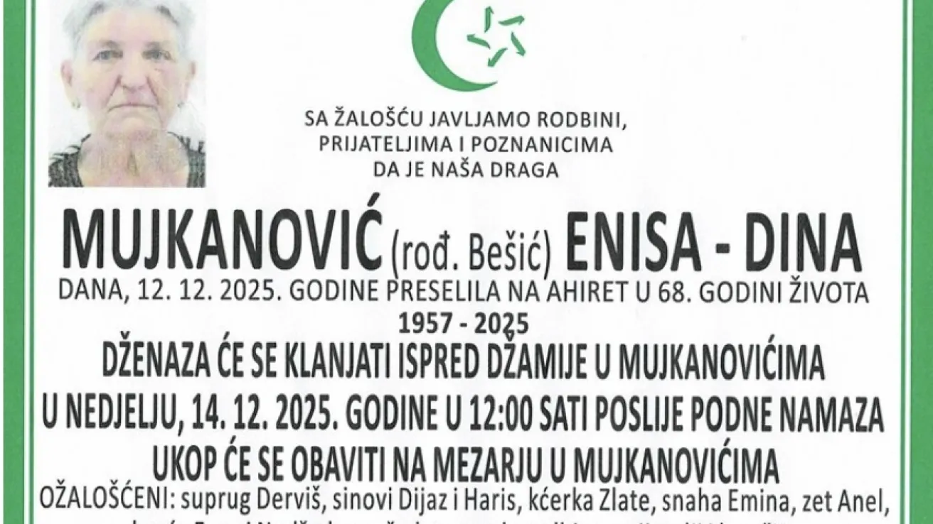 Mujkanović (rođ. Bešić) Enisa – Dina
