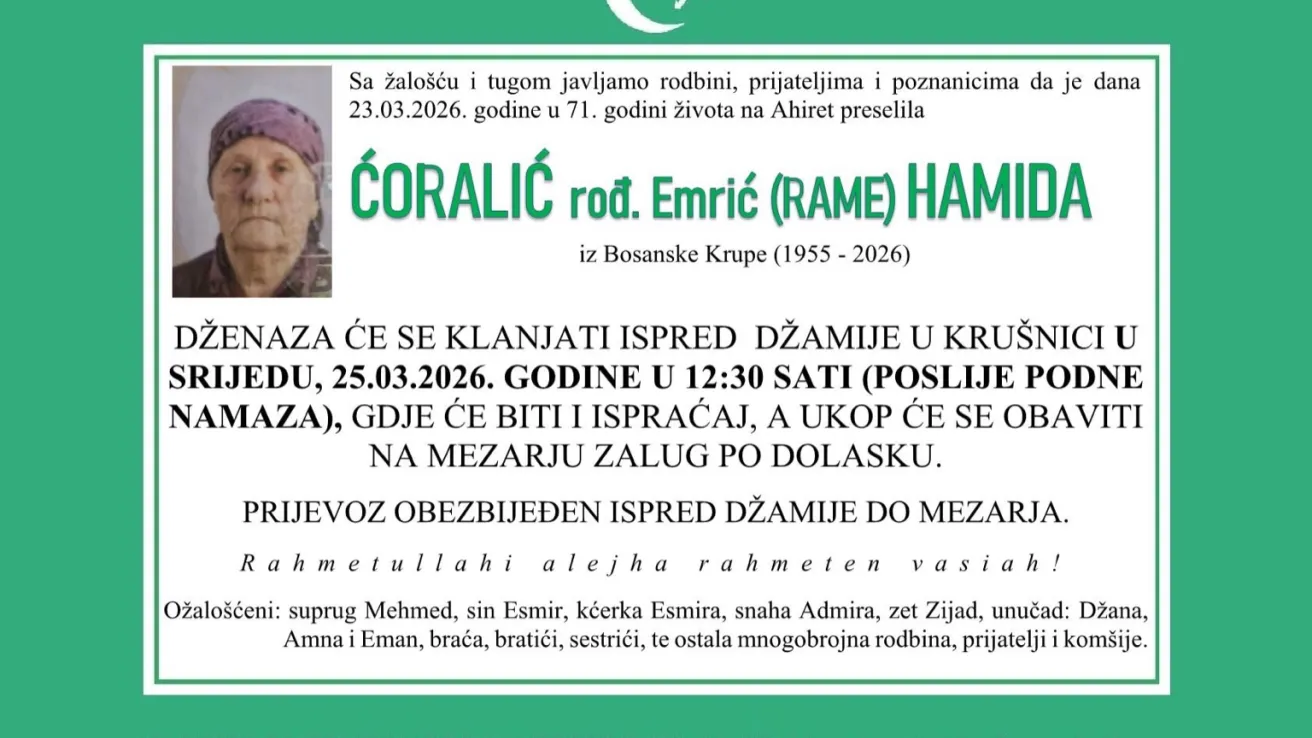 Ćoralić, rođ. Emrić (Rame) Hamida