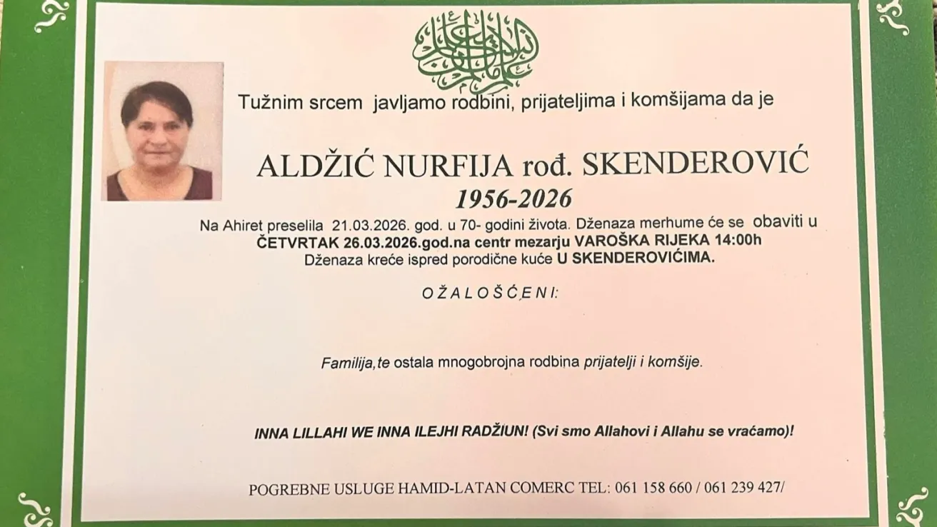 Aldžić Nurfija, rođ. Skenderović (1956&ndash;2026)