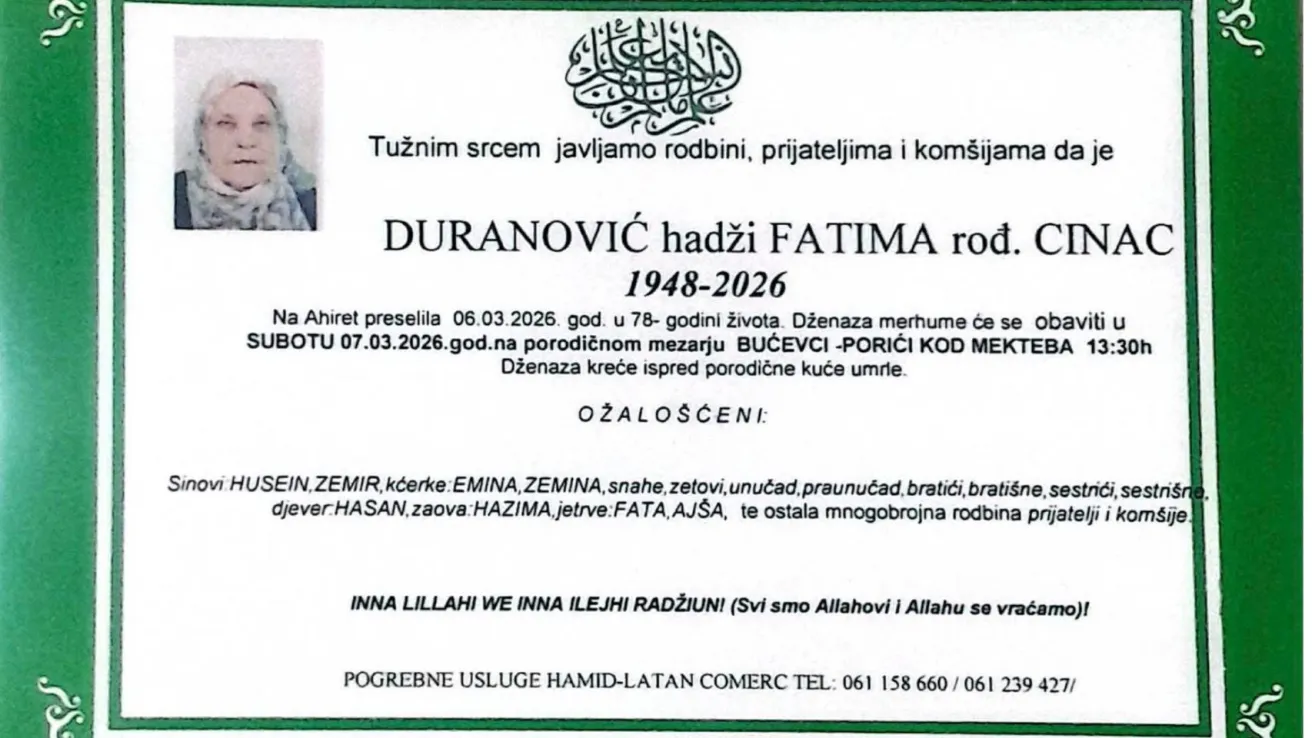 Duranović hadži Fatima, rođ. Cinac