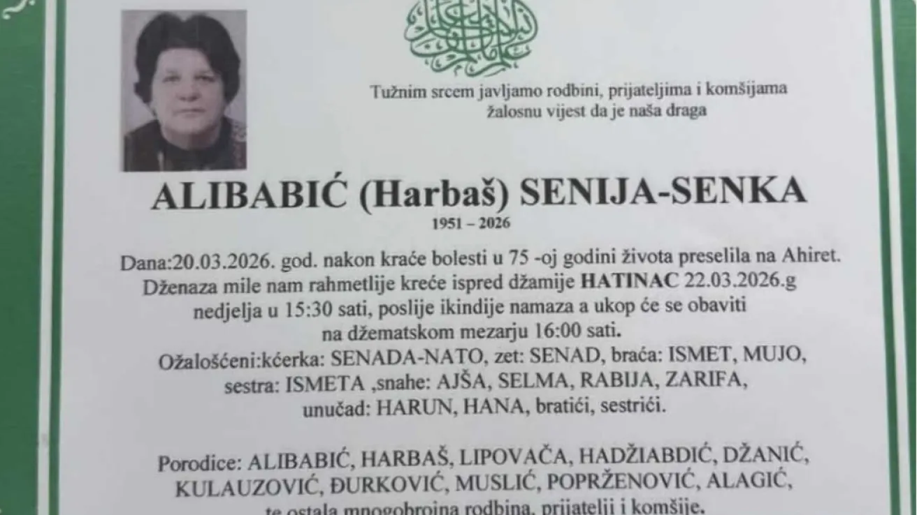 Alibabić (Harba&scaron;) Senija &ndash; Senka