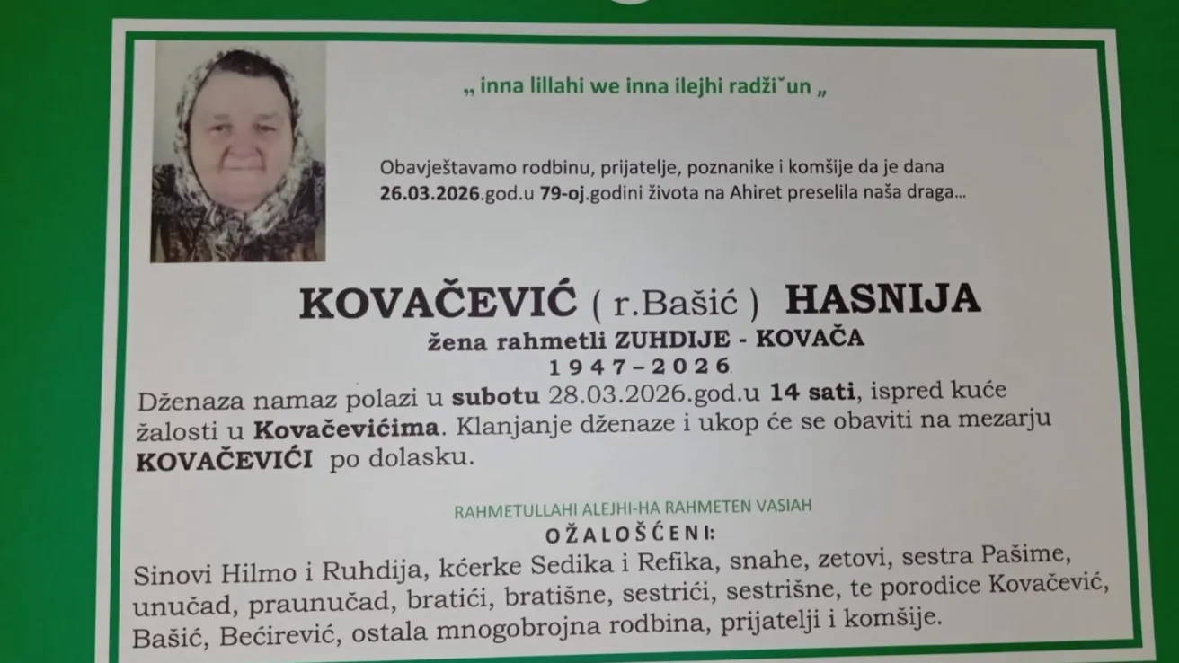 Kovačević (rođ. Ba&scaron;ić) Hasnija,