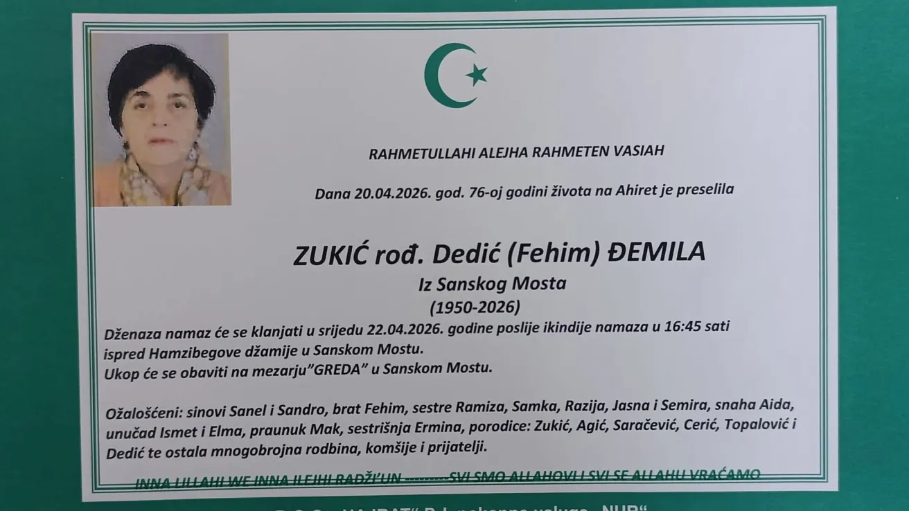 Zukić, rođ. Dedić (Fehim) Đemila