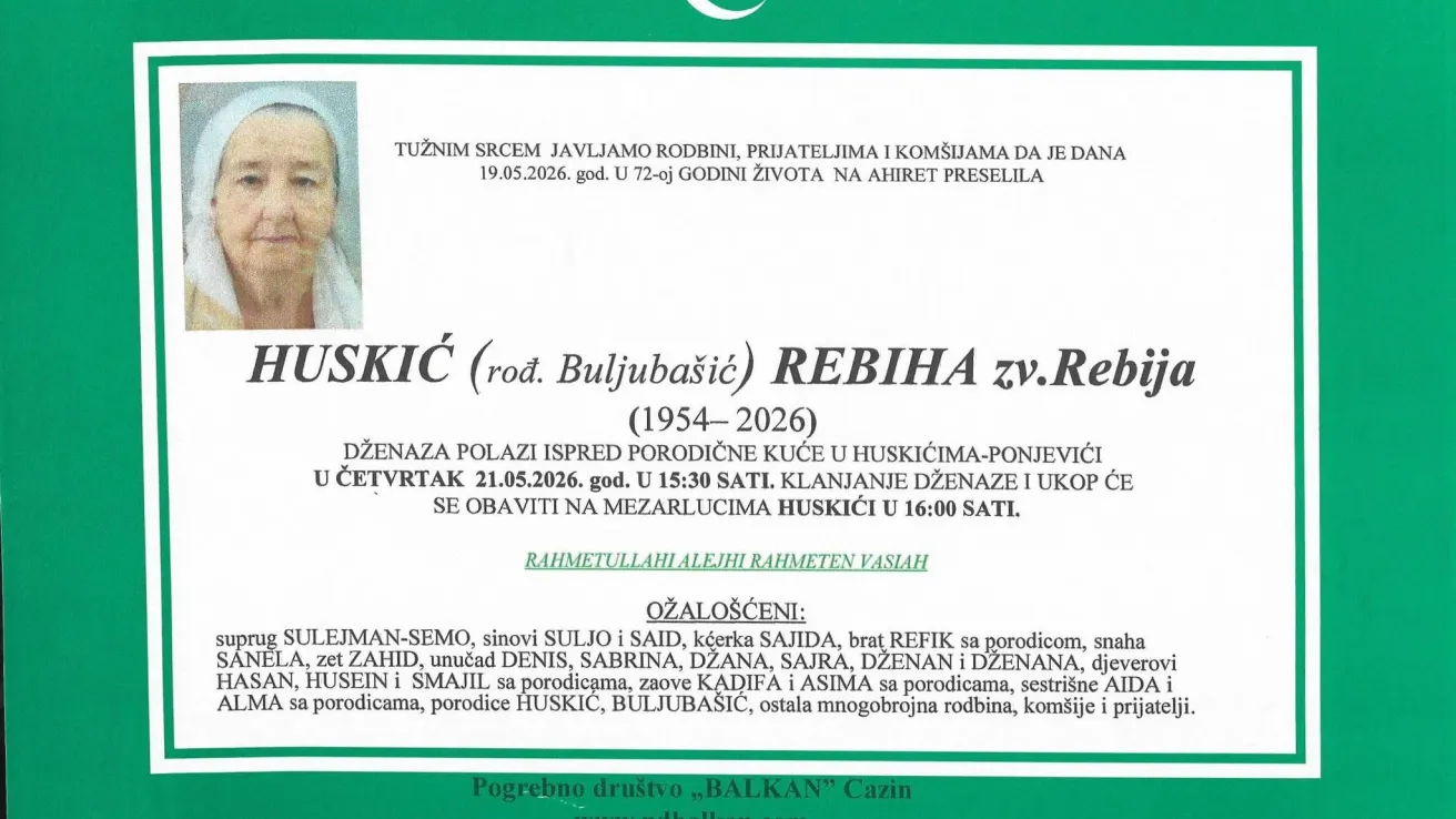 Huskić (rođ. Buljuba&scaron;ić) Rebiha zv. Rebija
