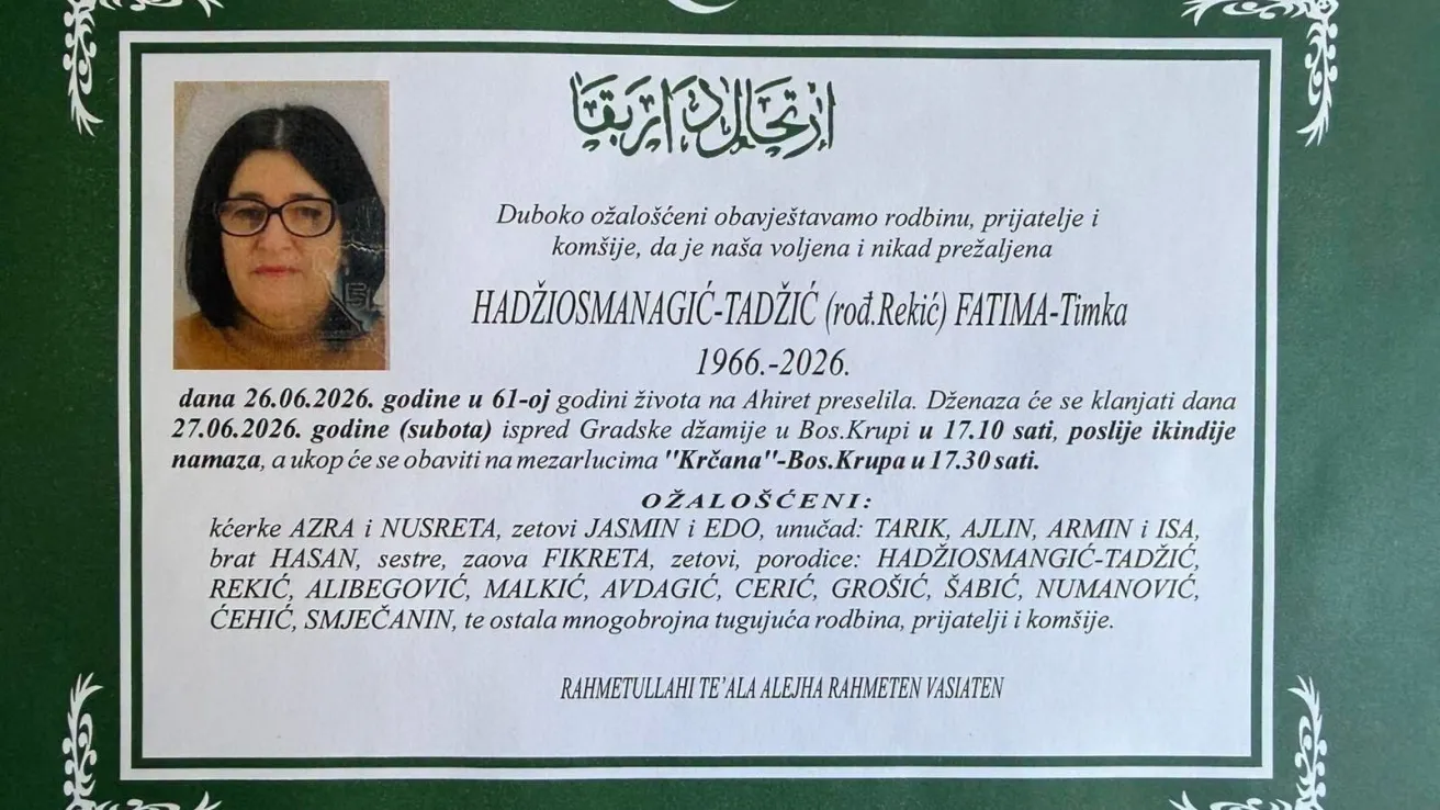 Hadžiosmanagić-Tadžić (rođ. Rekić) Fatima &ndash; Timka