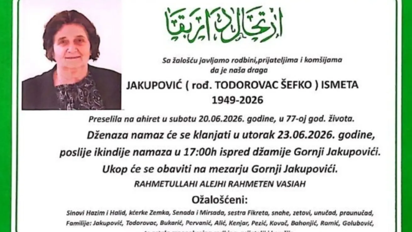 Jakupović (rođ. Todorovac &Scaron;efko) Ismeta