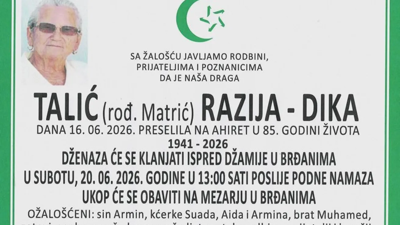 Talić (rođ. Matrić) Razija &ndash; Dika