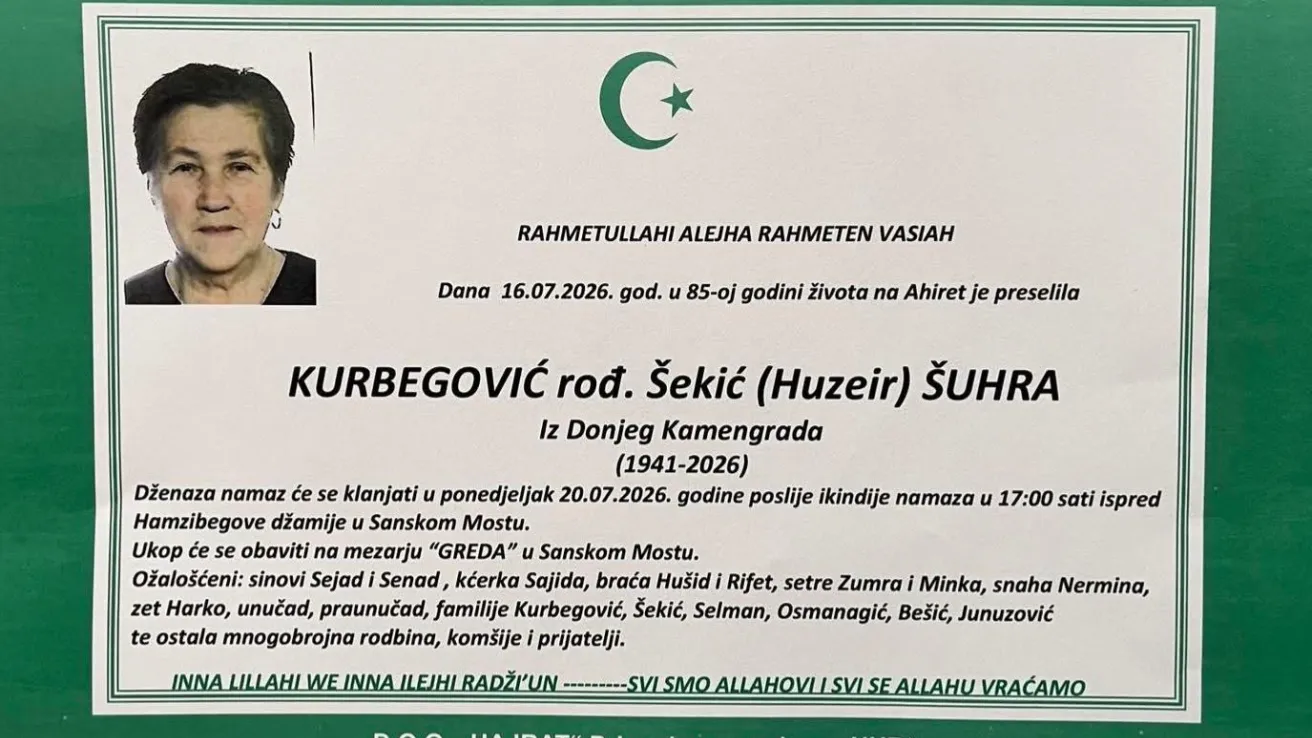 Kurbegović rođ. &Scaron;ekić (Huzeir) &Scaron;uhra
