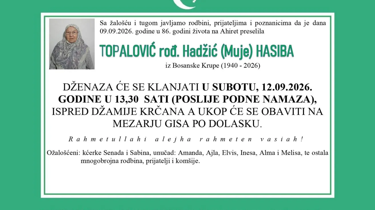 Topalović rođ. Hadžić (Muje) Hasiba