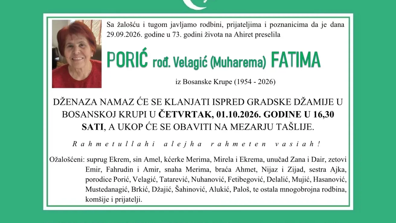 Porić rođ. Velagić (Muharema) Fatima