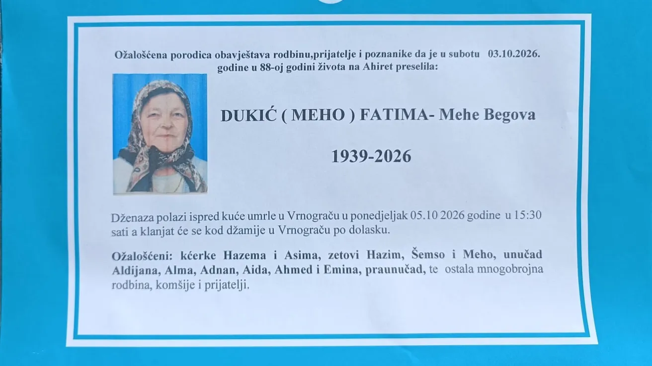Dukić (Meho) Fatima &ndash; Mehe Begova
