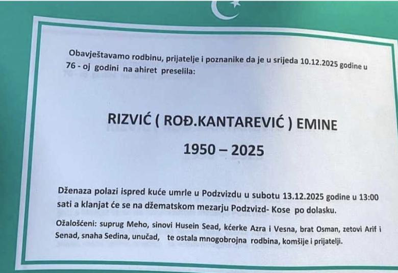 Rizvić (rođ. Kantarević) Emine