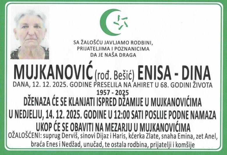Mujkanović (rođ. Bešić) Enisa – Dina