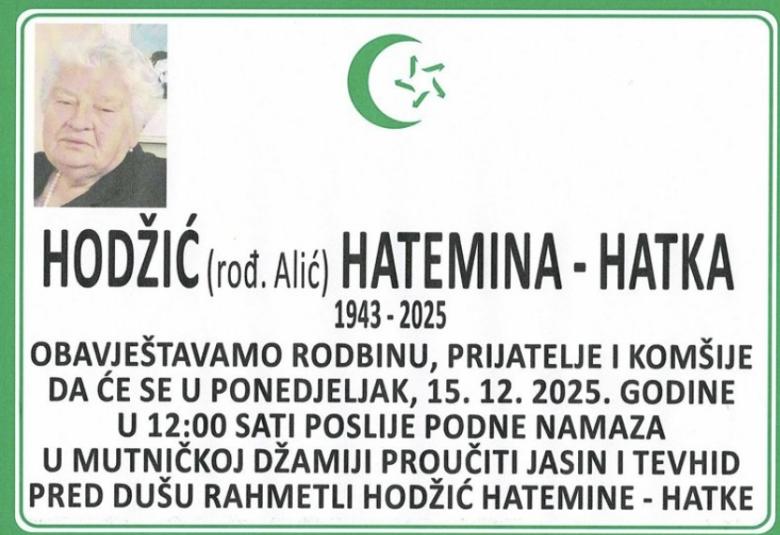 Hodžić (rođ. Alić) Hatemina – Hatka