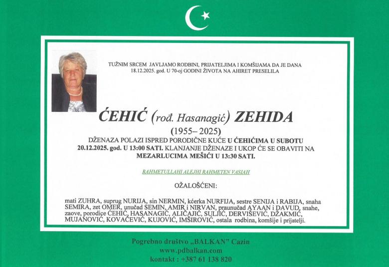 Ćehić (rođ. Hasanagić) Zehida