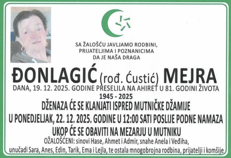 Donlagić (rođ. Ćustić) Mejra