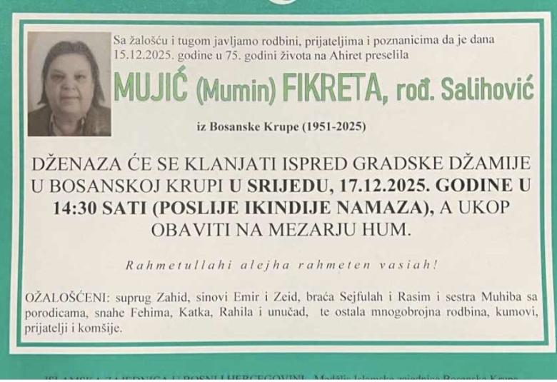 Mujić (Mumin) Fikreta, rođ. Salihović