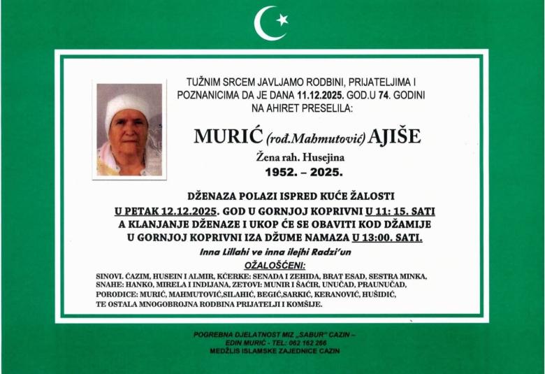Murić (rođ. Mahmutović) Ajiše