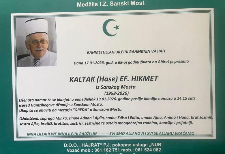 Na Ahiret preselio Hikmet-ef. Kaltak