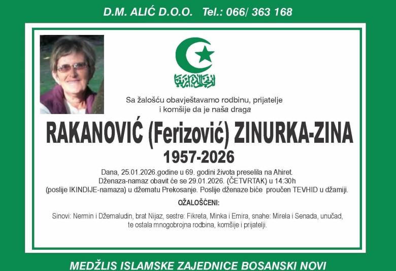 Rakanović (Ferizović) Zinurka &ndash; Zina