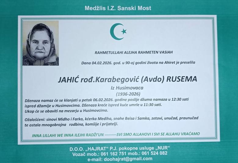 Jahić, rođ. Karabegović (Avdo) Rusema