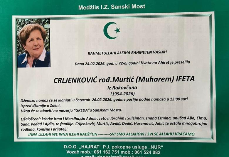 Crljenković rođ. Murtić (Muharem) Ifeta