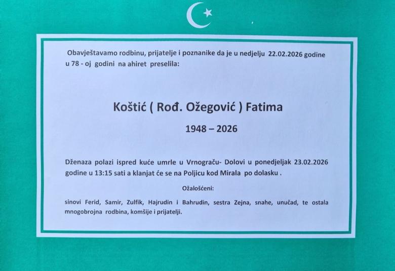 Ko&scaron;tić (rođ. Ožegović) Fatima