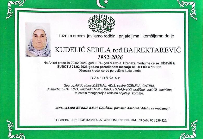 Kudelić Sebila, rođ. Bajrektarević