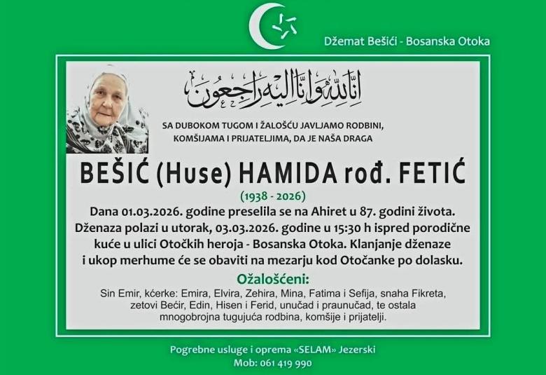 Be&scaron;ić (Huse) Hamida, rođ. Fetić