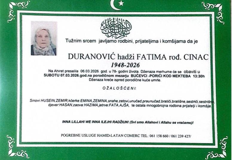 Duranović hadži Fatima, rođ. Cinac