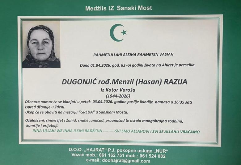 Dugonjić, rođ. Menzil (Hasan) Razija