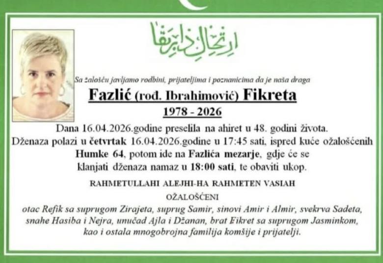 Fazlić (rođ. Ibrahimović) Fikreta