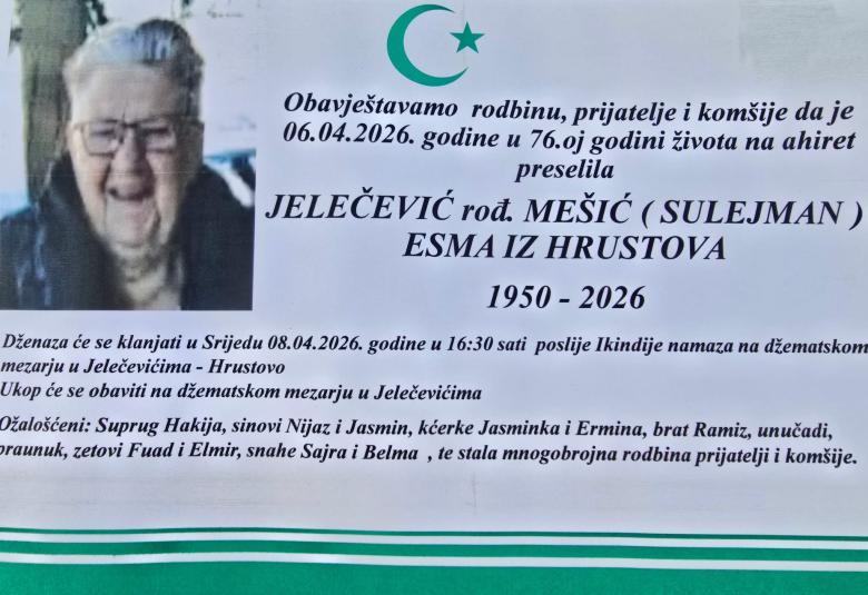 Jelečević rođ. Me&scaron;ić (Sulejman) Esma