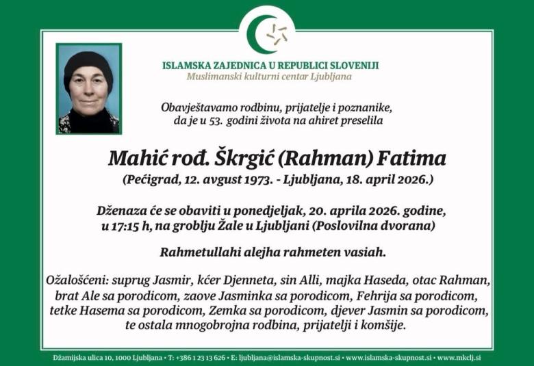Mahić rođ. &Scaron;krgić (Rahman) Fatima