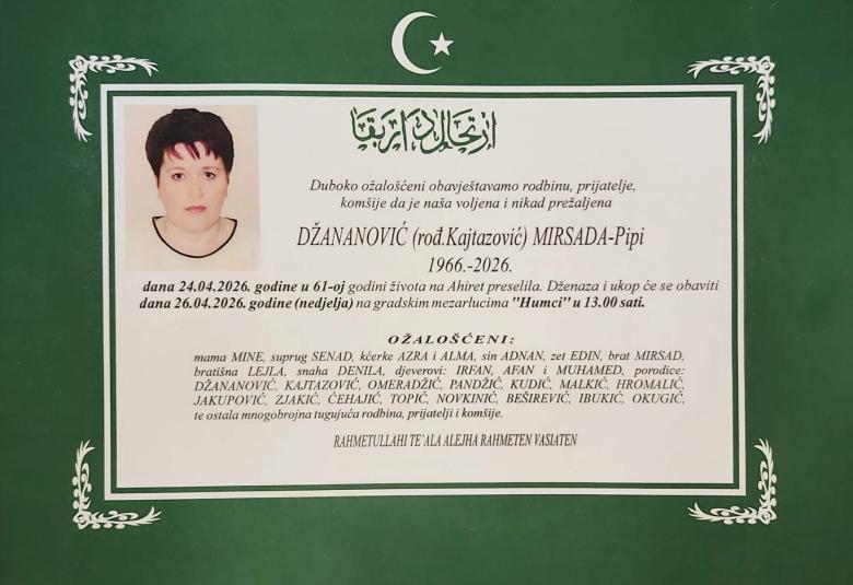 Džananović (rođ. Kajtazović) Mirsada &ndash; Pipi