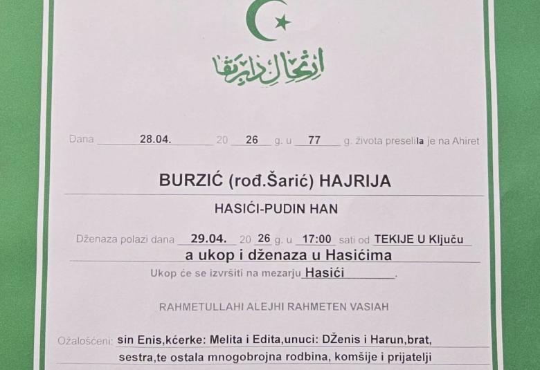 Burzić (rođ. &Scaron;arić) Hajrija