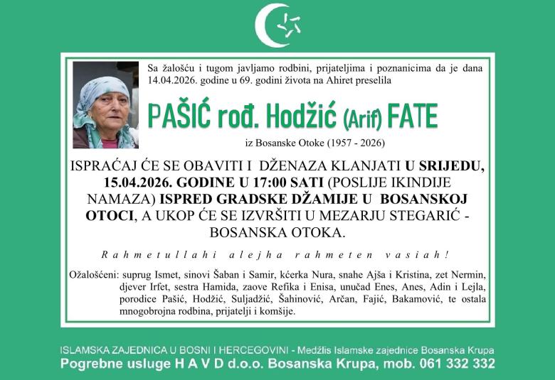 Pa&scaron;ić, rođ. Hodžić (Arif) Fate