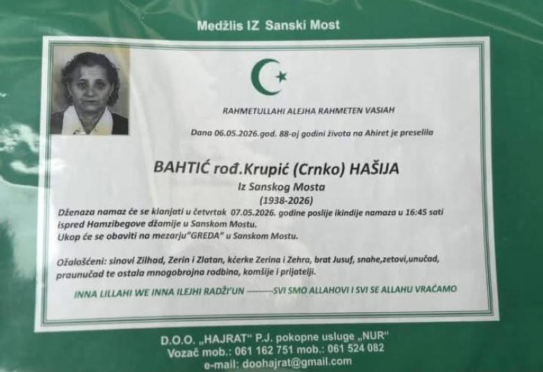 Bahtić rođ. Krupić (Crnko) Ha&scaron;ija