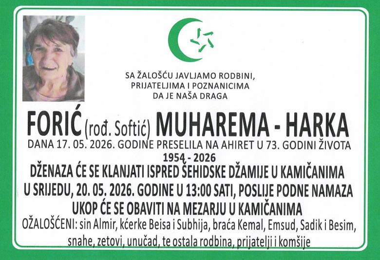 Forić (rođ. Softić) Muharema &ndash; Harka
