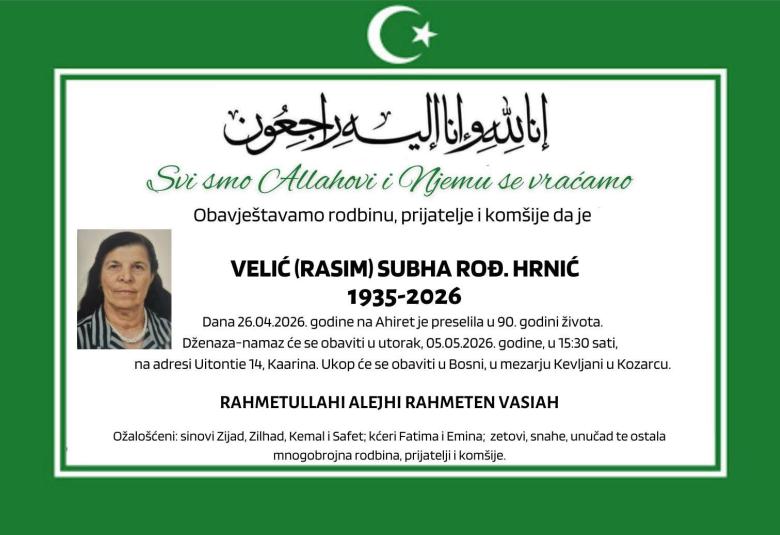 Velić (Rasim) Subha, rođ. Hrnić