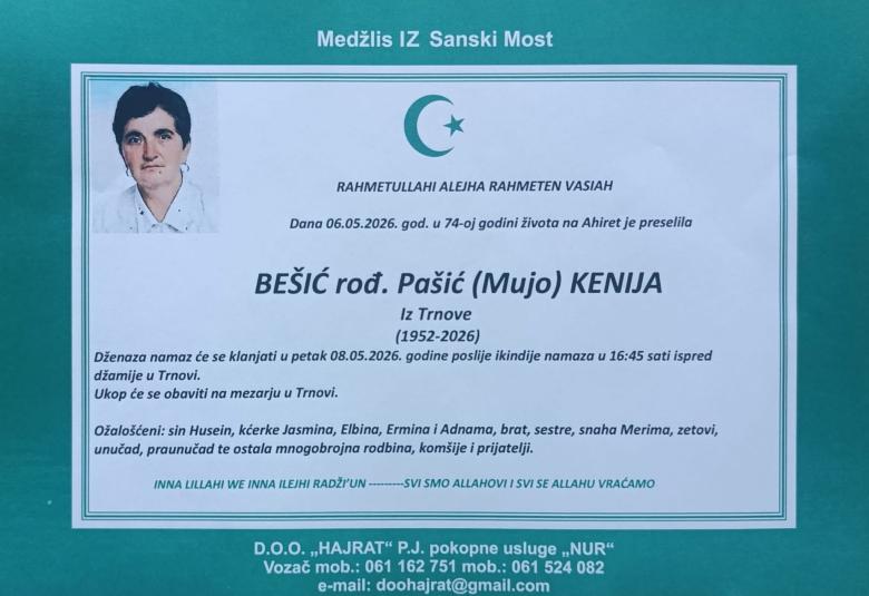 Be&scaron;ić rođ. Pa&scaron;ić (Mujo) Kenija