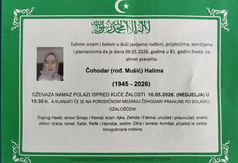 Čohodar (rođ. Mu&scaron;ić) Halima
