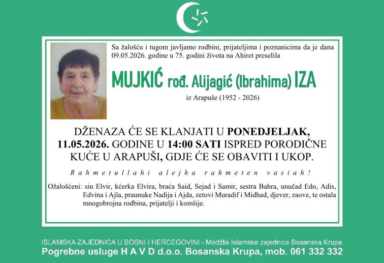 Mujkić rođ. Alijagić (Ibrahima) Iza