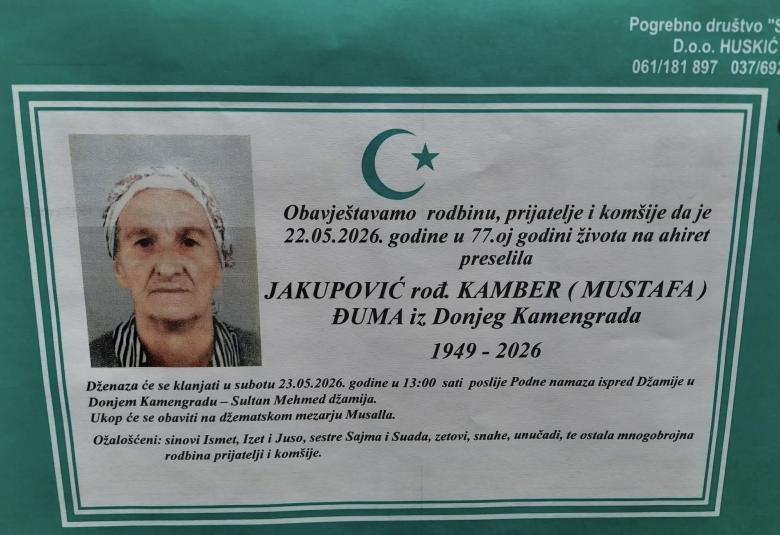 Jakupović rođ. Kamber (Mustafa) Đuma