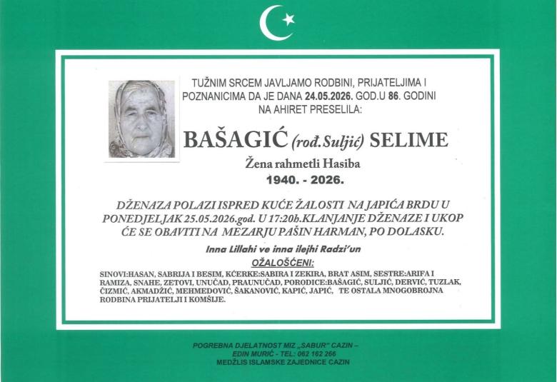 Ba&scaron;agić (rođ. Suljić) Selime