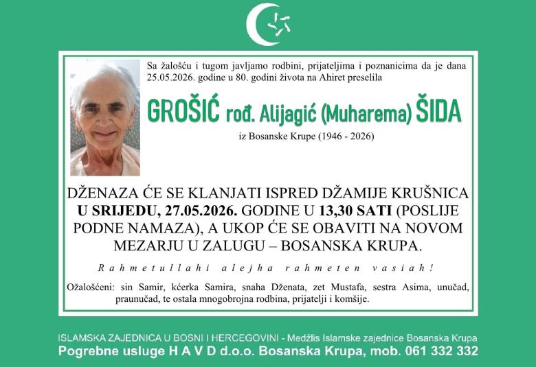 Gro&scaron;ić rođ. Alijagić (Muharema) &Scaron;ida