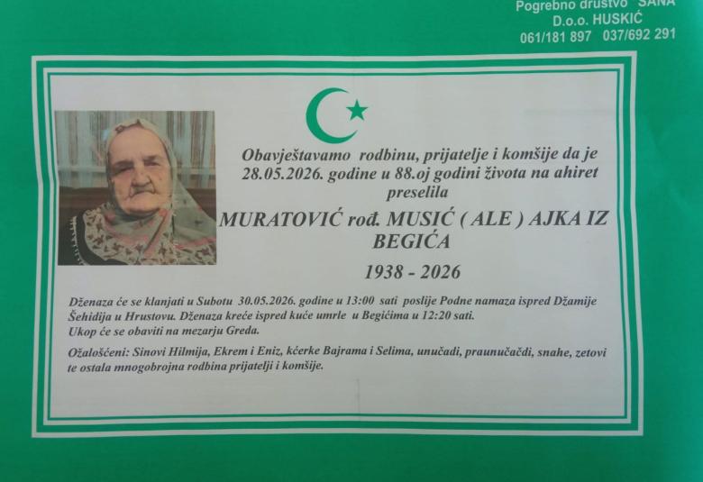 Muratović rođ. Musić (Ale) Ajka iz Begića