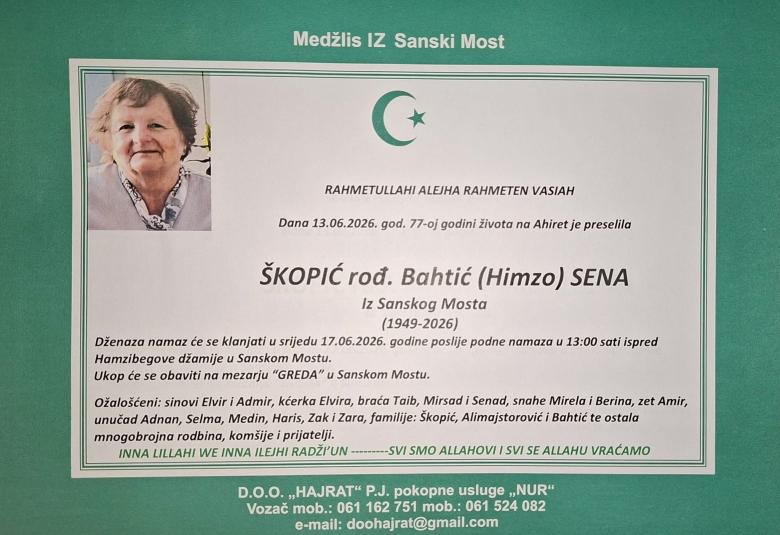 &Scaron;kopić rođ. Bahtić (Himzo) Sena