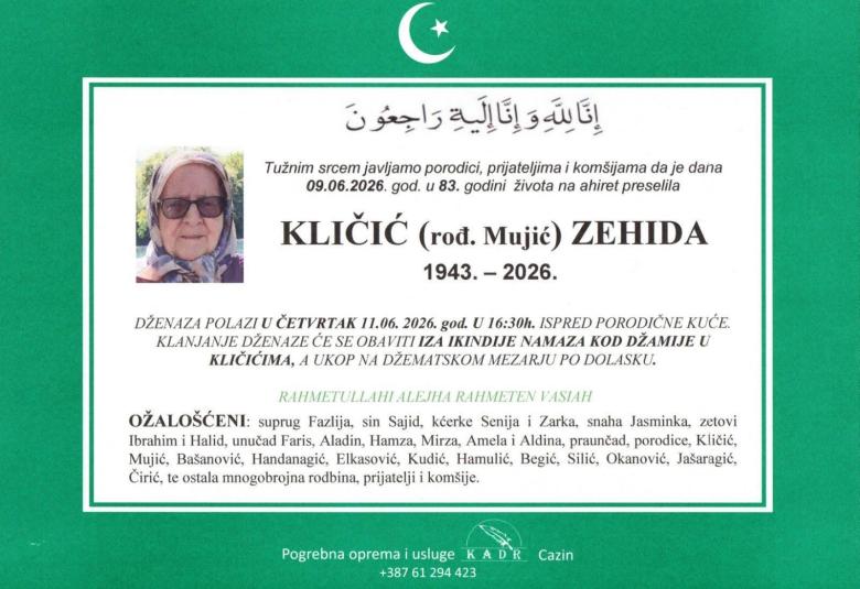 Kličić (rođ. Mujić) Zehida